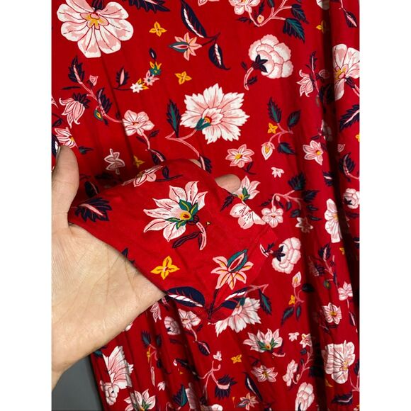 Old Navy Women's Red Long Sleeve Floral Pattern Dress Size Large NWOT - Picture 3 of 6